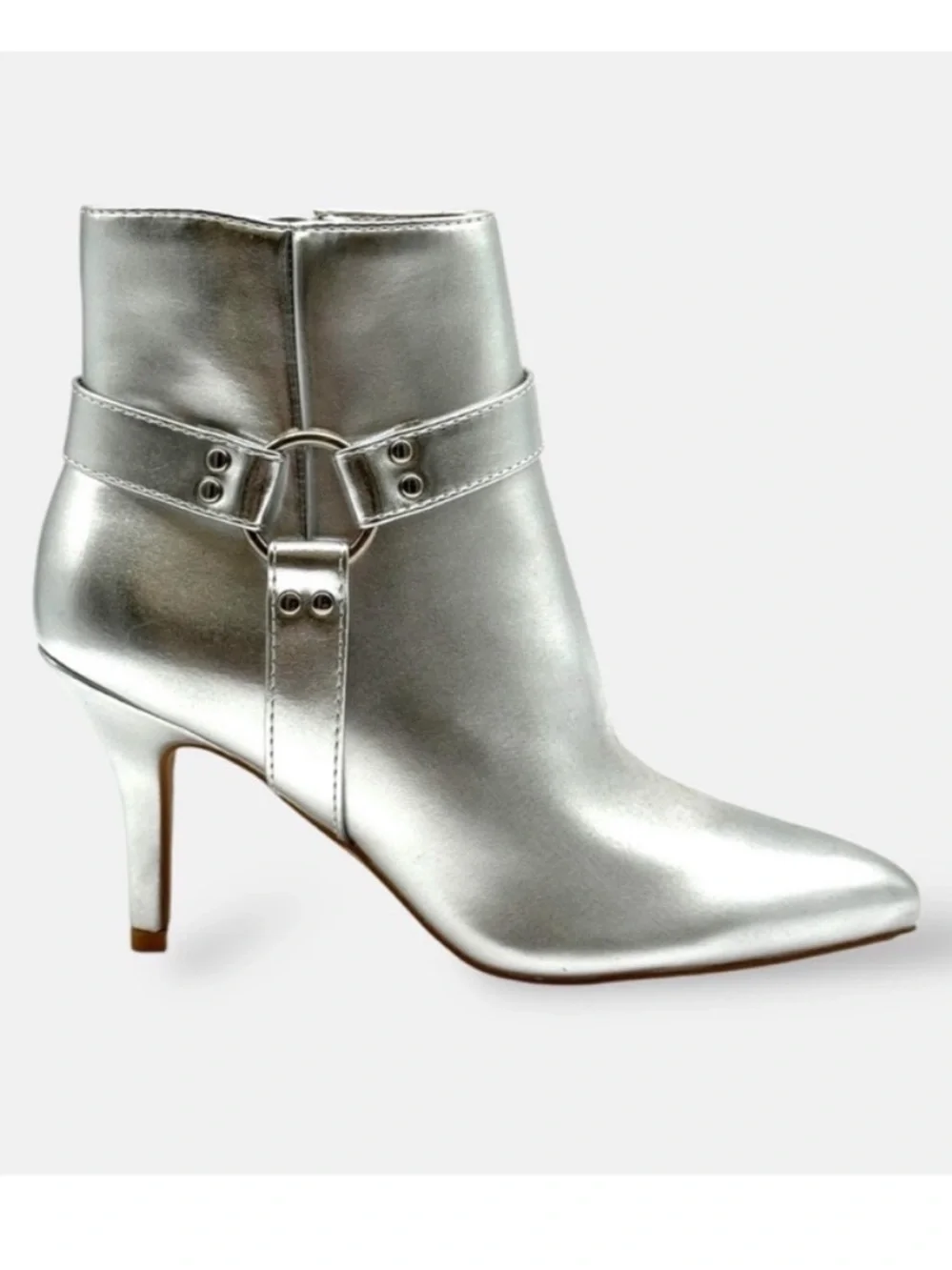 Jessica Simpson 5.5 Booties Darnina Vegan leather Silver Ankle Stiletto Boot